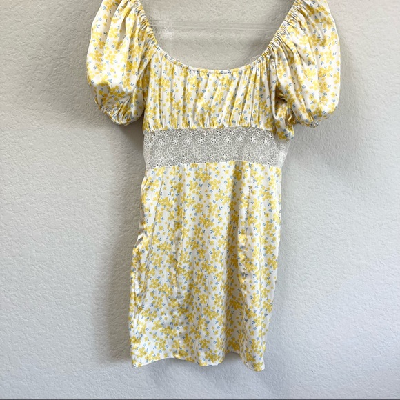 For Love & Lemons Daffodil Mini Dress Yellow Floral Size Small - Picture 4 of 6